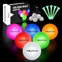 THIODOON Glow in Dark Golf Balls Resettable LED Light Up Golf Balls 40‑Hour Battery Life Night Glowing Sports Balls Golfer Gift with Glowing Ball Studs & Storage Bag Multicolor 6‑Pack