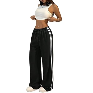 THIRD QUADRANT Womens Wide Leg Track Pants