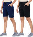 Thirteen Eleven Solid Women Dark Blue, Black Regular Shorts