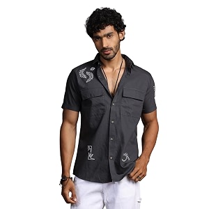 Thomas Scott Mens Embroidered Printed