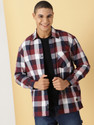 THOMAS SCOTT Men Checkered Casual Maroon Dark