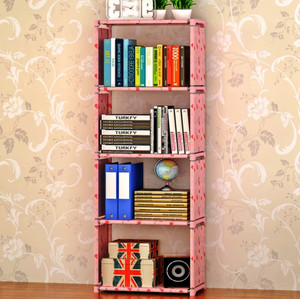 thos 5- layer simple bookshelfmultipurpose rackchildren bookcases metal open book shelf finish color - pink diydo-it-yourself