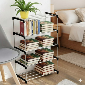 thos multipurposar storage rack metal open book shelf