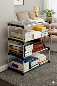 thos multipurposar storage rack metal open book shelf finish color - black diydo-it-yourself