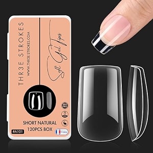 thr3e strokes 120pcs soft gel nail tips gel x nail tips clear fake nails full cover soft acrylic nailtips with box for extension nail manicure salon home diy short natural