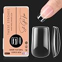 THR3E STROKES 120pcs Soft Gel Nail Tips, Gel X Nail Tips Clear Fake Nails Full Cover Soft Acrylic NailTips with Box for Extension Nail Manicure Salon Home DIY (Short Natural)