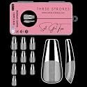 THR3E STROKES 120pcs Soft Gel Nail Tips, Gel X Nail Tips Clear Fake Nails Full Cover Soft Acrylic NailTips with Box for Extension Nail Manicure Salon Home DIY (Medium Coffin Half Matte)