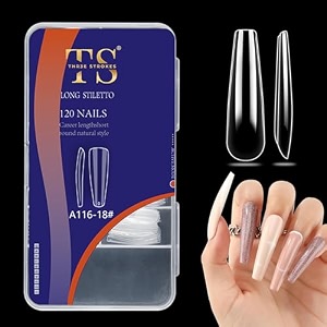 thr3e strokes 120pcs soft gel nail tips gel x nail tips clear fake nails full cover soft acrylic nailtips with box for extension nail manicure salon home diy medium almond