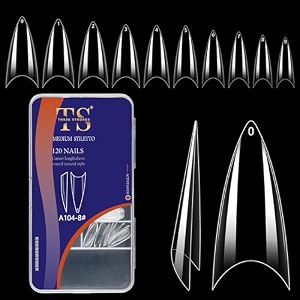 thr3e strokes 120pcs soft gel nailtips gel x nail tips clear fake nails full cover soft acrylic nailtips with box for extension nail manicure salon home diy medium stiletto-2