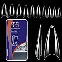 THR3E STROKES 120pcs Soft Gel NailTips, Gel X Nail Tips Clear Fake Nails Full Cover Soft Acrylic NailTips with Box for Extension Nail Manicure Salon Home DIY (Medium Stiletto-2)