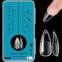 THR3E STROKES 120pcs Soft Gel NailTips, Gel X Nail Tips Clear Fake Nails Full Cover Soft Acrylic NailTips with Box for Extension Nail Manicure Salon Home DIY (Short Stiletto Half Matte)