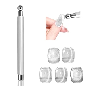 thr3e strokes essentials cat eye magnetic for nails double-head nail magnet sturdy cat eye magnet for nails with round magnetic bead multifunctional magnet for cat eye gel polish home diy ball magnet silver