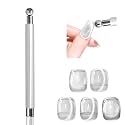 THR3E STROKES Essentials Cat Eye Magnetic for Nails Double-Head Nail Magnet Sturdy Cat Eye Magnet for Nails with Round Magnetic Bead Multifunctional Magnet for Cat Eye Gel Polish Home DIY (BALL MAGNET) (SILVER)