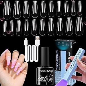 thr3e strokes gel extension kit for uv nail art - builder gel set gel x half matte kit long coffin a116