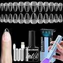 THR3E STROKES Gel Extension Kit for UV Nail Art - Easy DIY Tips Decoration at Home - Gift for Women (GEL X HALF MATTE KIT A112)