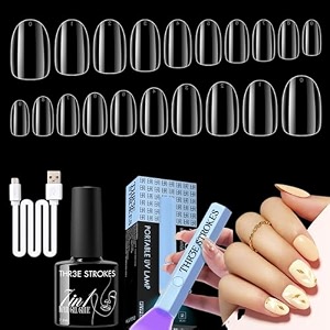 thr3e strokes gel nail kit easy nail extension set with 100pcs shaped tips p11 gel x kit