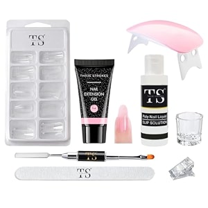 thr3e strokes poly nail gel extension kit with slip solution uv nail lamp for builder gel uv nail art kit nail extension set pink