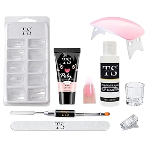 thr3e strokes poly nail gel extension kit with slip solution uv nail lamp for builder gel uv nail art kit nail extension set nude