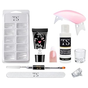 thr3e strokes poly nail gel extension kit with slip solution uv nail lamp for builder gel uv nail art kit nail extension set clear