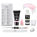 THR3E STROKES Poly Nail Gel Extension Kit With Slip Solution Uv Nail Lamp for Builder Gel UV Nail Art Kit Nail Extension Set. (PINK)