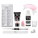 THR3E STROKES Poly Nail Gel Extension Kit With Slip Solution Uv Nail Lamp for Builder Gel UV Nail Art Kit Nail Extension Set. (NUDE)