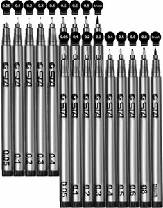 thr3e strokes sta black pigment fineliner ink micro pens waterproof black pen set for art sketching writing 18 pieces fineliner pen