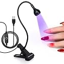 THR3E STROKES UV Light for Nails - 3W LED Nail Dryer with Gooseneck Clamp & USB Charge for Salon/Home (Black-B)