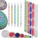 THR3E STROKES Mandala Dotting Tools Kit - 5 Stylus Pens (10 Ball End Sizes), 8 Acrylic Rods (1/8" to 3/4"), Acrylic & Metal Materials, Ideal for Mandala Art, Rock Painting, Nail Art & More