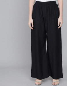 thread plus Relaxed Women Black Trousers