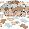 Threan 300 Pcs Bear Confetti Paper Confetti, Blue, Brown