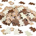 Threan 300 Pcs Bear Confetti Paper Confetti, Dark Brown, Beige