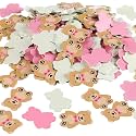Threan 300 Pcs Bear Confetti Paper Confetti, Beige, Pink