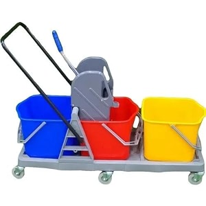 three bucket wringer trolleyredblue amp yellow bucket mop system for cleaning hospitalofficewarehouse and home
