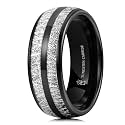 THREE KEYS JEWELRY Tungsten Wedding Band Meteorite Inlay for Men Women