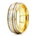 THREE KEYS JEWELRY Tungsten Wedding Band Meteorite Inlay for Men Women