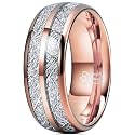 THREE KEYS JEWELRY Tungsten Wedding Band Meteorite Inlay for Men Women
