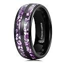 THREE KEYS JEWELRY Tungsten Wedding Band Meteorite Inlay for Men Women