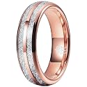 THREE KEYS JEWELRY Tungsten Wedding Band Meteorite Inlay for Men Women