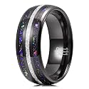 THREE KEYS JEWELRY Tungsten Wedding Band Meteorite Inlay for Men Women