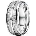 THREE KEYS JEWELRY Tungsten Wedding Band Meteorite Inlay for Men Women