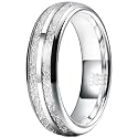 THREE KEYS JEWELRY Tungsten Wedding Band Meteorite Inlay for Men Women