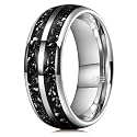 THREE KEYS JEWELRY Tungsten Wedding Band Meteorite Inlay for Men Women