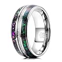 THREE KEYS JEWELRY Tungsten Wedding Band Meteorite Inlay for Men Women