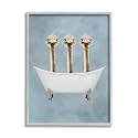 Three Ostriches Bathtub Cartoon, 11 x 14 Inch Framed Giclée Print