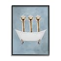 Three Ostriches Bathtub Cartoon, 16 x 20 Inch Framed Giclée Print
