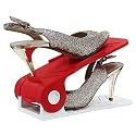shoe organiser space saver shoe rack adjustable shoe slot for closet organizer (Pack Of 4, Red)