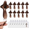 Threehoney 10 Pcs Wooden Cross Fidget Cross My Heart, Small Handheld Pocket Crosses in Bulk with Organza Bag Relief Fingertip Stress Christian Baptism First Communion Gift for Inspirational Prayer