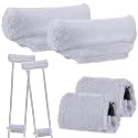 Threlaco Crutches Padding Universal Crutch Pads for Armpits and Hand Grips Faux Fur Padding for Underarm Soft Fluffy Crutch Pads Underarm Crutches Covers Set Accessories for Armpits(Gray)
