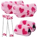 Threlaco Crutches Padding Universal Crutch Pads for Armpits and Hand Grips Faux Fur Padding for Underarm Soft Fluffy Crutch Pads Underarm Crutches Covers Set Accessories for Armpits(Pink Leopard)