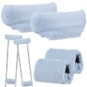 Threlaco Crutches Padding Universal Crutch Pads for Armpits and Hand Grips Faux Fur Padding for Underarm Soft Fluffy Crutch Pads Underarm Crutches Covers Set Accessories for Armpits(Blue)